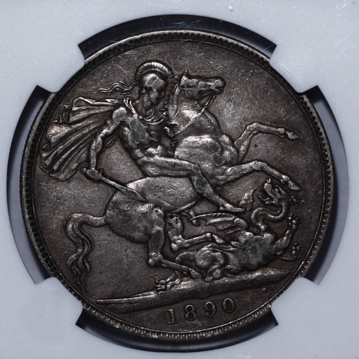  1890年英国1克朗马剑银币 NGC XF45
