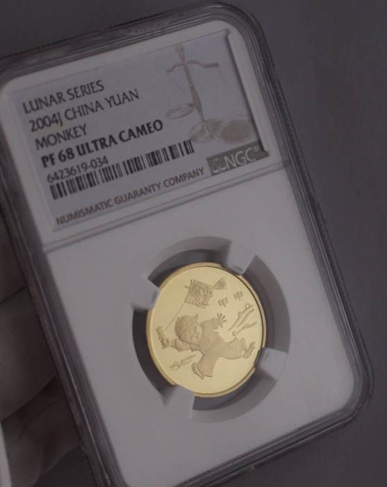  2004年甲申(猴)年生肖纪念1元精制 NGC PF 68