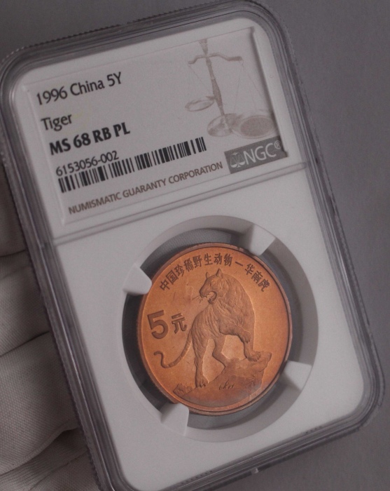  1996年中国珍稀野生动物纪念5元华南虎精制 NGC MS 68
