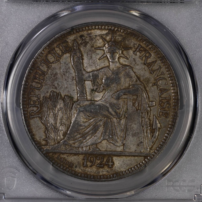  1924年法属坐洋贸易银币 PCGS AU50（11M金标）