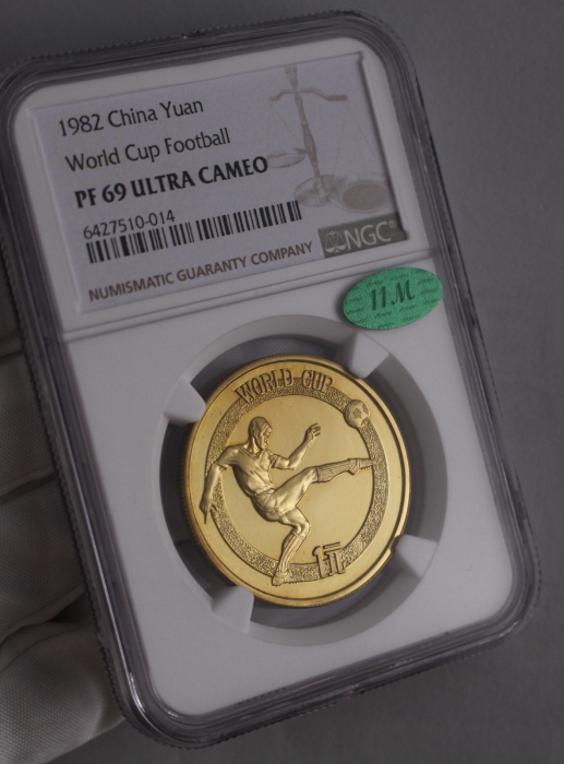  1982年第十二届世界杯足球赛纪念铜锌合金12克 NGC PF 69