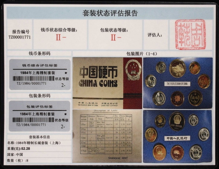  1984年中华人民共和国流通硬币精制套装 完未流通