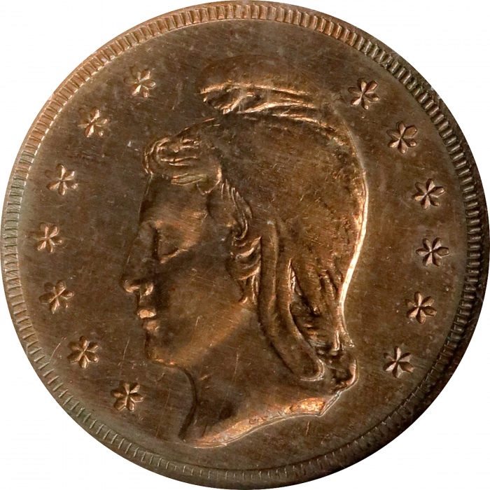  1863年水星墨丘利/腓尼基人像铜章 NGC MS 64 1863 Mercury Head / Phoenician Head