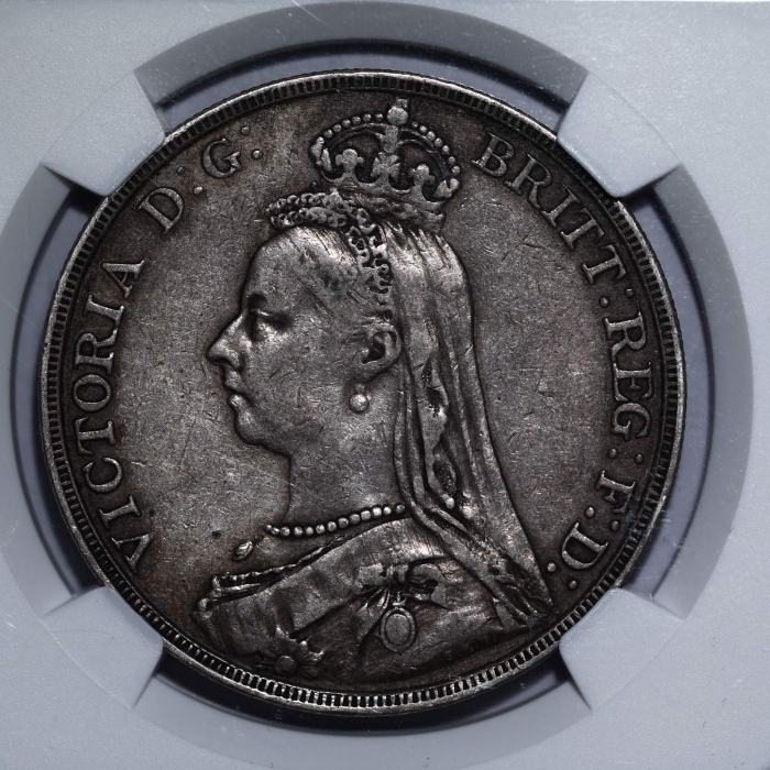  1890年英国1克朗马剑银币 NGC XF45