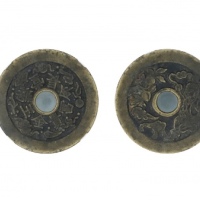  清代苏炉长命富贵金玉满堂背刘海戏金蟾圆孔花钱 GBCA 古-美品 88