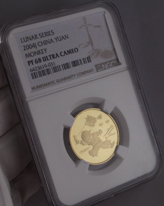  2004年甲申(猴)年生肖纪念1元精制 NGC PF 68