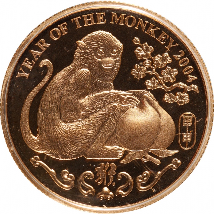  2004年香港猴年生肖精铸纪念金章一组三枚，由皇家造币厂铸，含金量91.6%，两枚重0.56盎司，一枚重0.14盎司