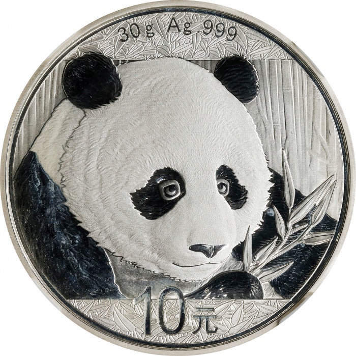  2018年10元。熊猫系列。(t) CHINA. Silver 10 Yuan, 2018. Panda Series. NGC MS-70 First Day of Issue Designer S