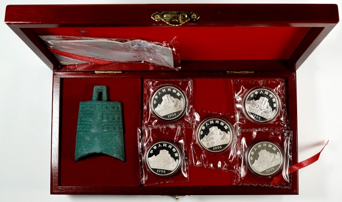  1994年5元。中国古代科技发明发现系列三。五枚。(t) CHINA. Silver Quintet of 5 Yuan (5 Pieces), 1994. Inventions & Discover