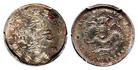 光绪二十四年安徽省造光绪元宝A.S.T.C.版库平七分二厘银币/PCGS UNC Detail